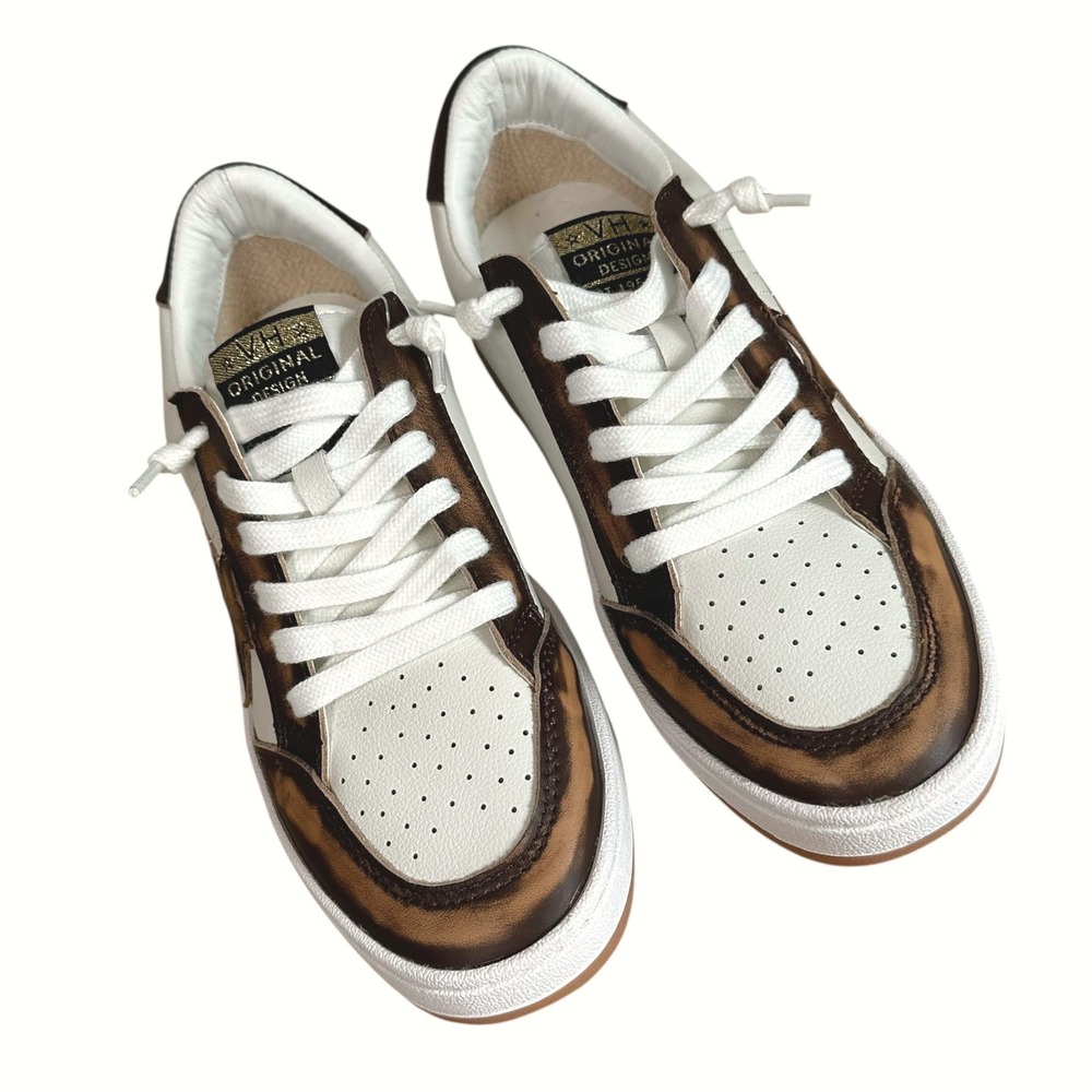 Vintage Havana Women Bronze Distressed Star Low Top Sneakers VH EST 1954 White - Picture 6 of 16